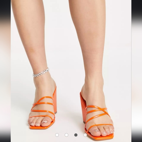 NEWOB Topshop Rocco Orange Strappy Summer Slip On Wedge Sandals 6.5 - Picture 3 of 6